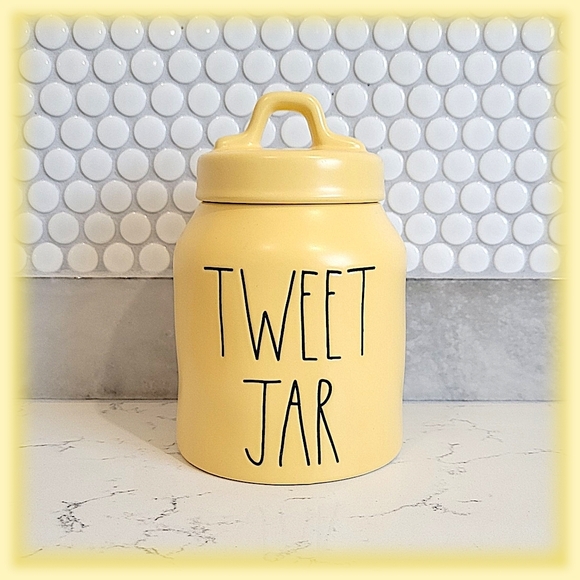Rae Dunn Yellow Tweet Jar - NWOT - Picture 8 of 8